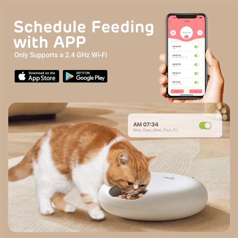 iPettie Donuts Frost WiFi Automatic Cat Food Dispenser with App Control(Only support 2.4GHz Wi-Fi)