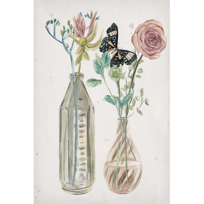 Butterflies And Flowers III - Painting