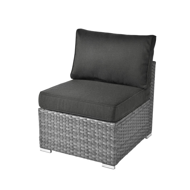 Ensemble de conversation modulaire en rotin 7 pièces avec coussins Lava, Noir
