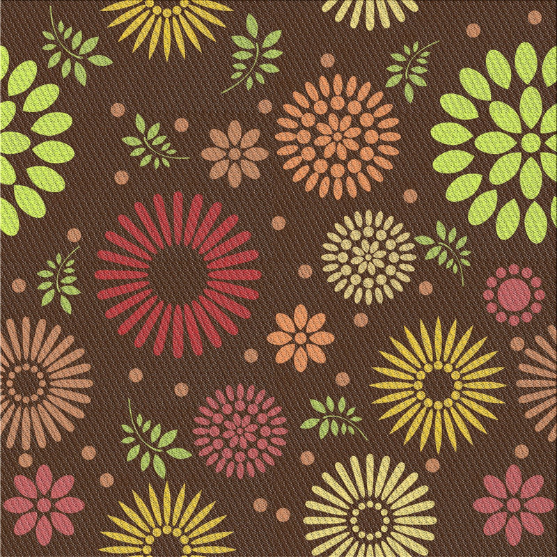 Tapis brun à motif floral Zoha, Carré 3 pi