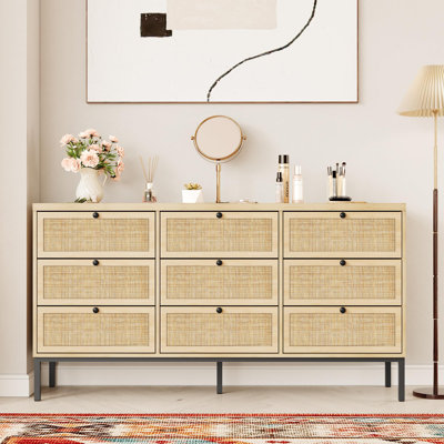 Boho Natural Rattan 9 - Drawer Dresser