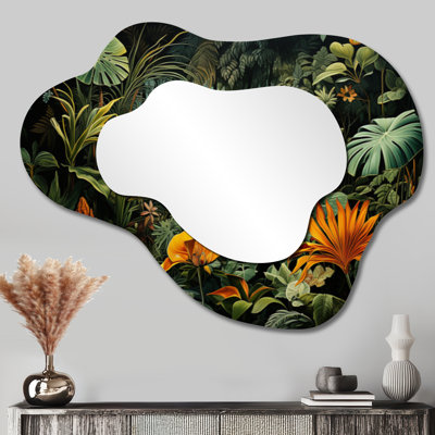 Miroir d'appoint tropical en forme de nuage - Sons de la jungle I, impression sur métal