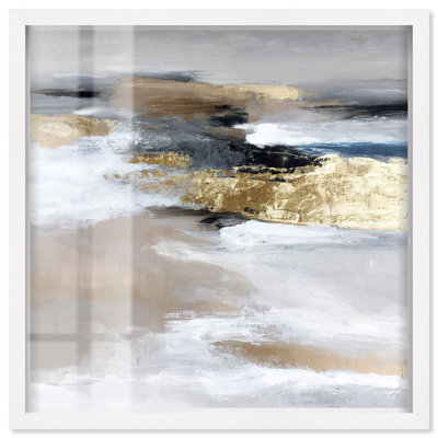 Hushed Amber III Shadowbox Print Large Abstract Art by Art Remedy, White Frame, 30 x 30