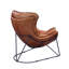 Fauteuil d'appoint en cuir fleur Aperol et finition noire