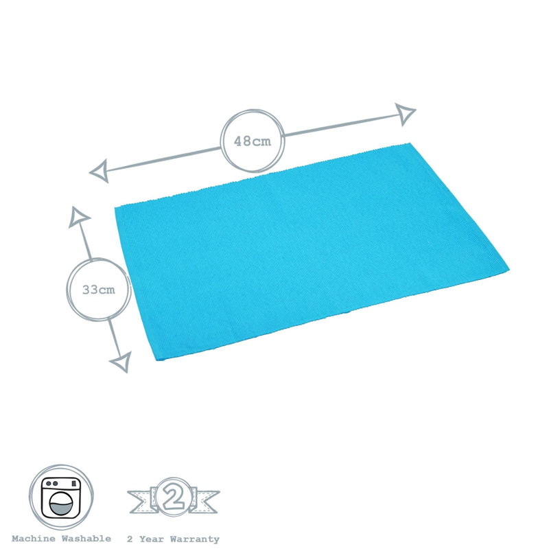 Nicola Spring - Ribbed Cotton Placemats - 48 x 33cm, Blue