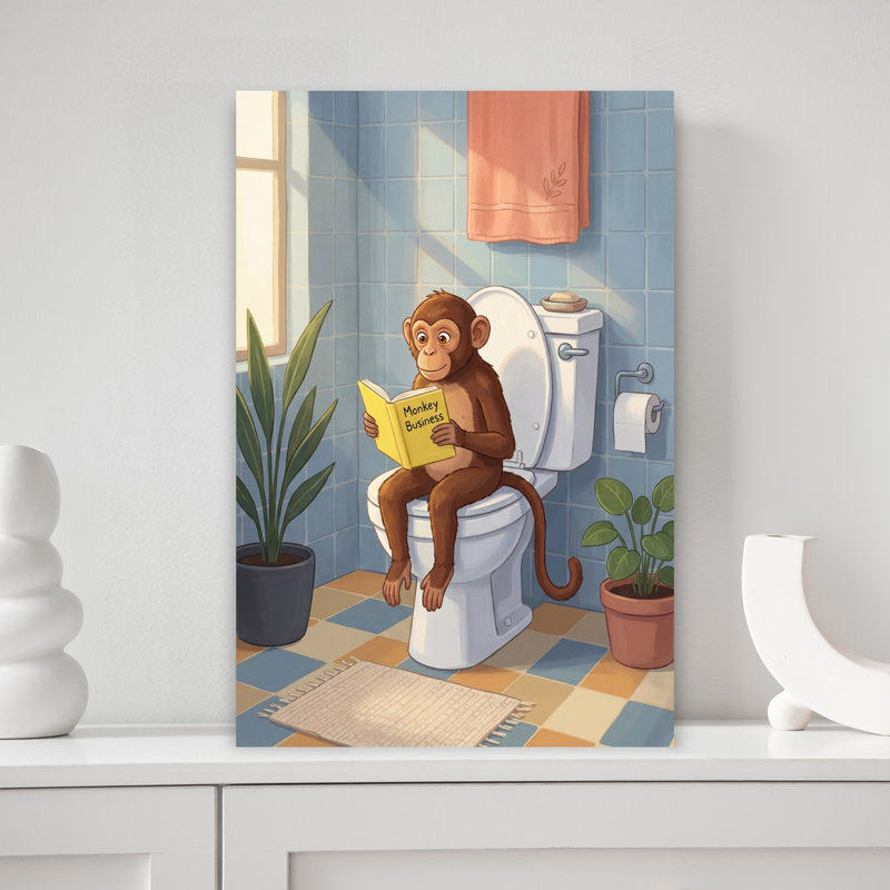 Reading Monkey Business by Andreas Magnusson - Wrapped Canvas Print, 45.72 cm H x 30.48 cm W