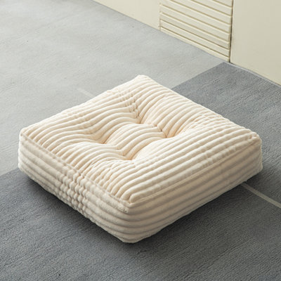 2 Pack Thick Striped Corduroy Floor Cushion, Square Tufted Floor Pillow