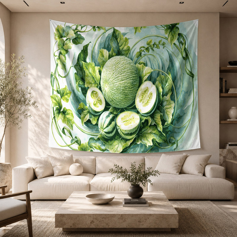 Tapisserie murale légumes melon d'hiver, 68 po x 80 po