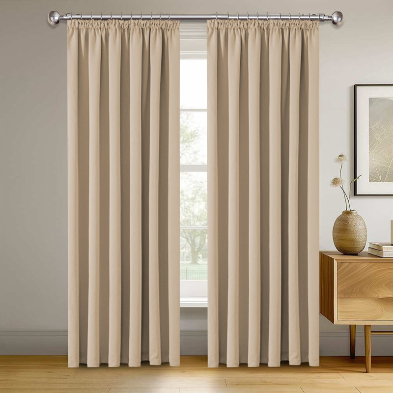 Blackout Curtain Pair, Black, 117cm Width x 137cm Drop