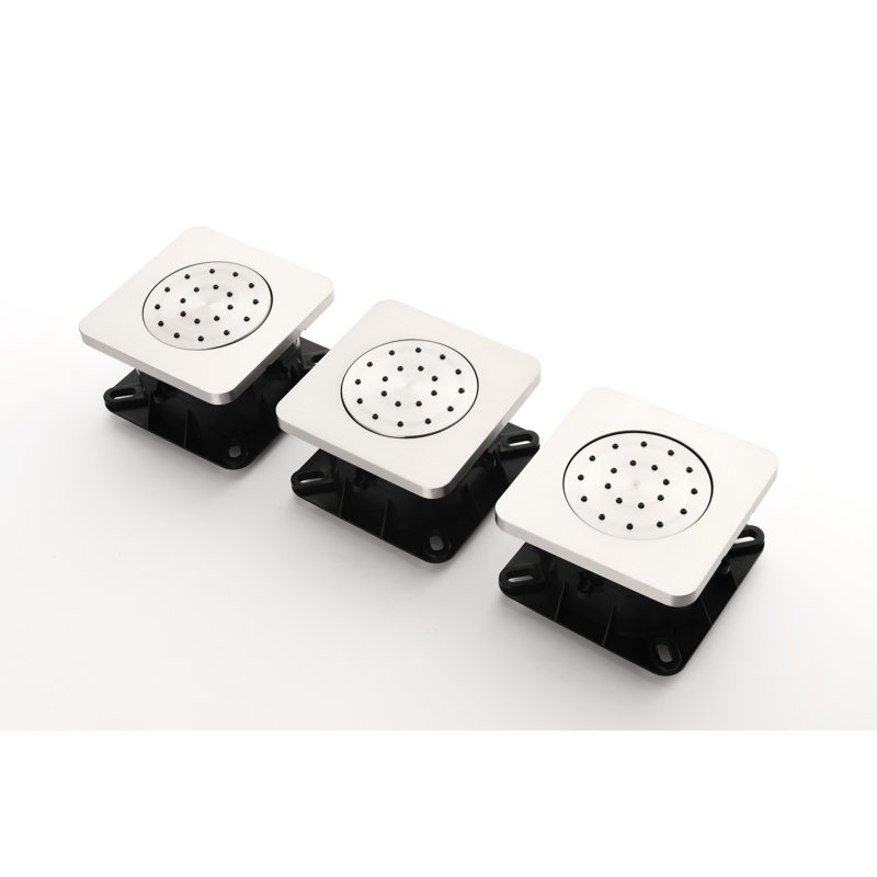 Système de douche de salle de bain avec tête multifonctionnelle, douche à main, barre coulissante, jets réglables en nickel brossé