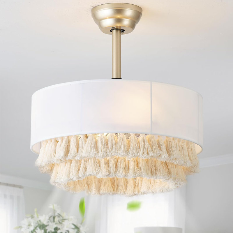 Ventilateurs de plafond 20 po avec lumières Fandelier, ventilateur de lustre Boho avec télécommande, 6 vitesses pour chambre à coucher, salon, chambre de bébé