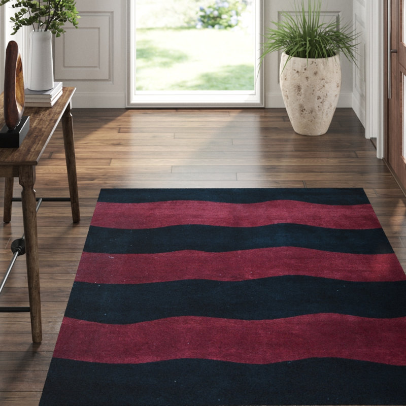 Hand-Knotted High-Quality Red and Black Area Rug
