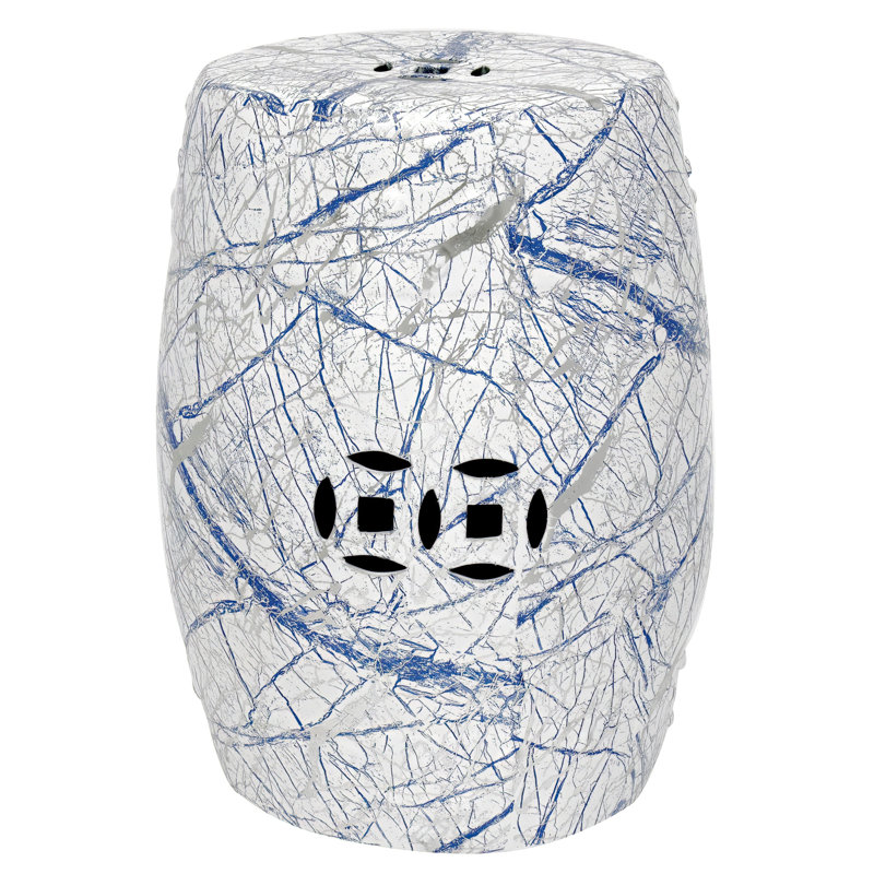 Moquillaza Accent Stool, Blue/White