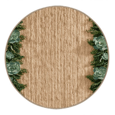 Tapis botanique brun lavable à la machine
