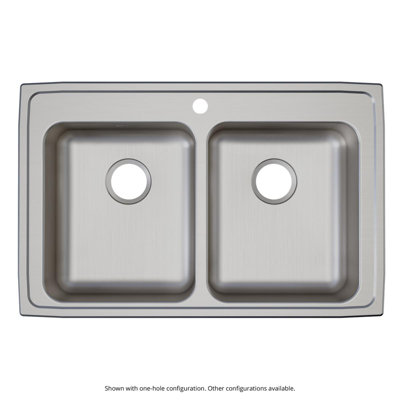 Elkay Lustertone Classic Stainless Steel 33" X 21-1/4" X 5-1/2", Equal Double Bowl Drop-In ADA Sink