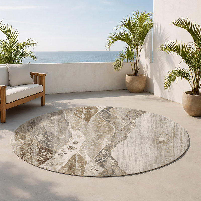 Tapis intérieur et extérieur Subtle Horizon, Rond 5 pi