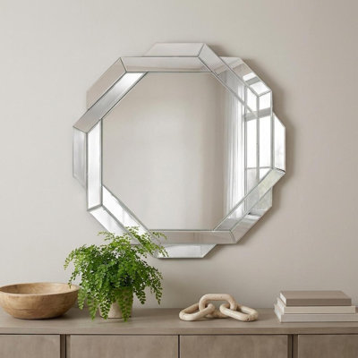 Miroir décoratif octogonal biseauté géométrique sans cadre de 30 pouces