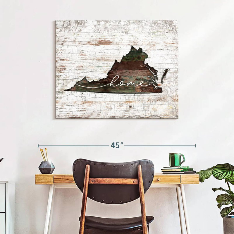 " Virginia Home Map " by Jorge S, 28" H x 35" W x 1.25" D