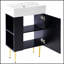 Meuble-lavabo moderne de 21,6 po avec lavabo simple en céramique et rangement à gauche, fabrication en panneau de fibres à densité moyenne durable, portes à fermeture douce, détails dorés-346916035
