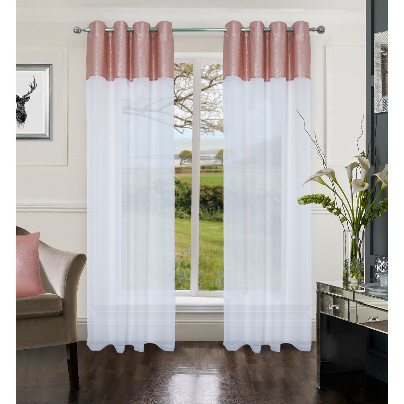 Moaied Sheer Curtain Pair, 142 x 206 cm, Navy