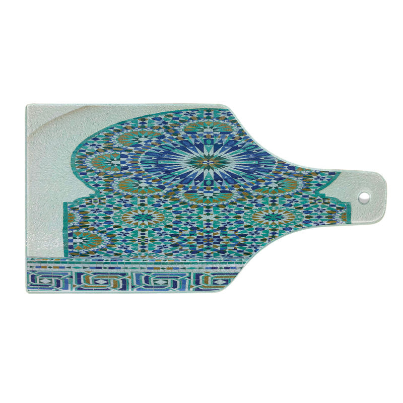Planche à découper en verre trempé de style marocain Ambesonne