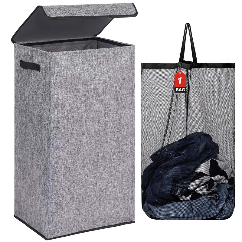 Bhargava Fabric Laundry Hamper with Handles, Grey
