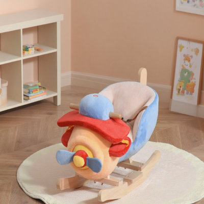 Cheval à bascule pour enfants, chaise en peluche en bois