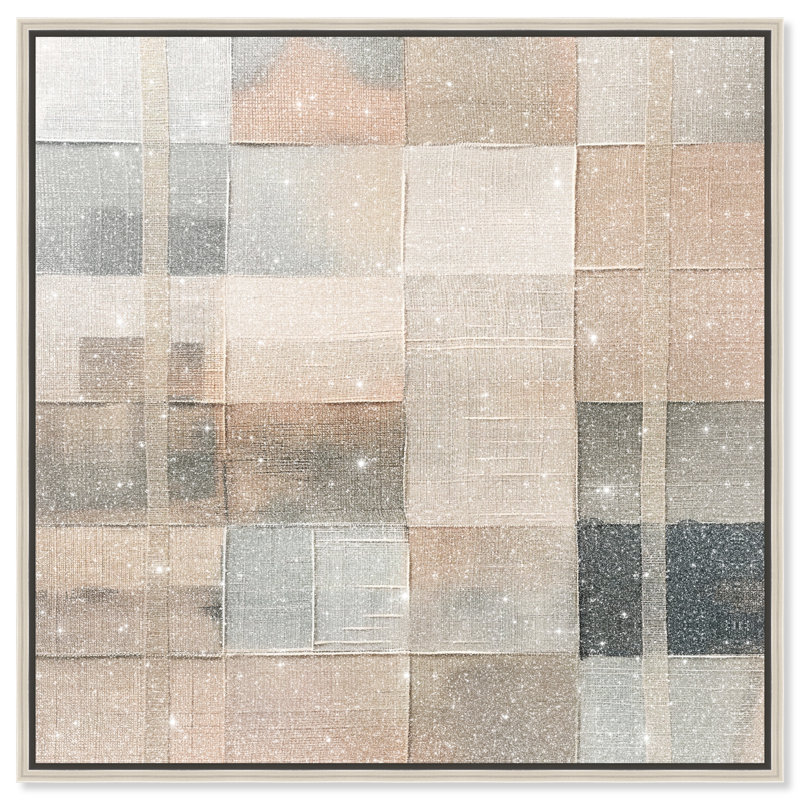 Minimalist Mesh Canvas Abstract Print by Oliver Gal, Black Frame, 12 x 12, 21"H x 21"W, Silver Frame