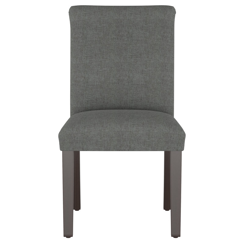 20'' H Upholstered Dining Chair, Zuma Charcoal Textured Linen, Ancient Stewart Red