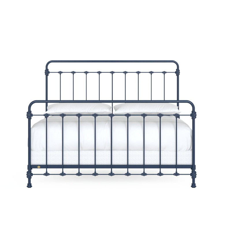 Lit en fer Picket Fence, Très grand californien, Navy Blue