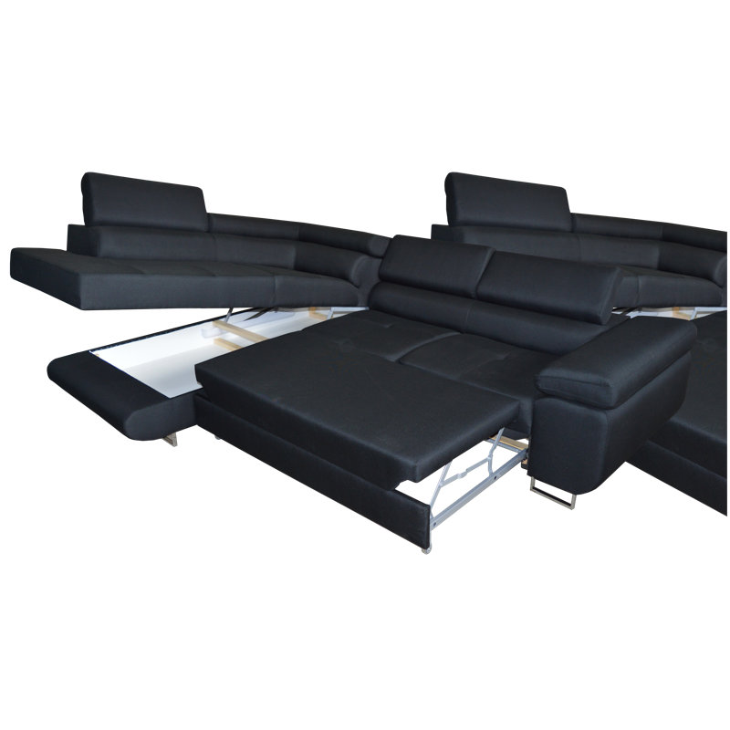 Anguel 4 Seater Sofa Bed, Right Hand Facing, Red/Black 