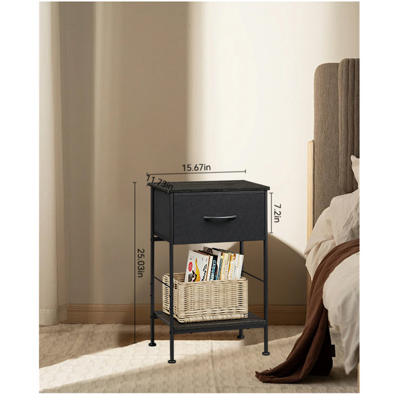 Table de chevet en tissu - Élégante et multifonctionnelle, Noir