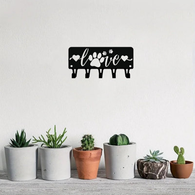 Adorable Dog Key Rack Aesthetic Metal Wall Storage System - Metal - 1 Piece - Storage Rack - Black - Christmas Theme Design
