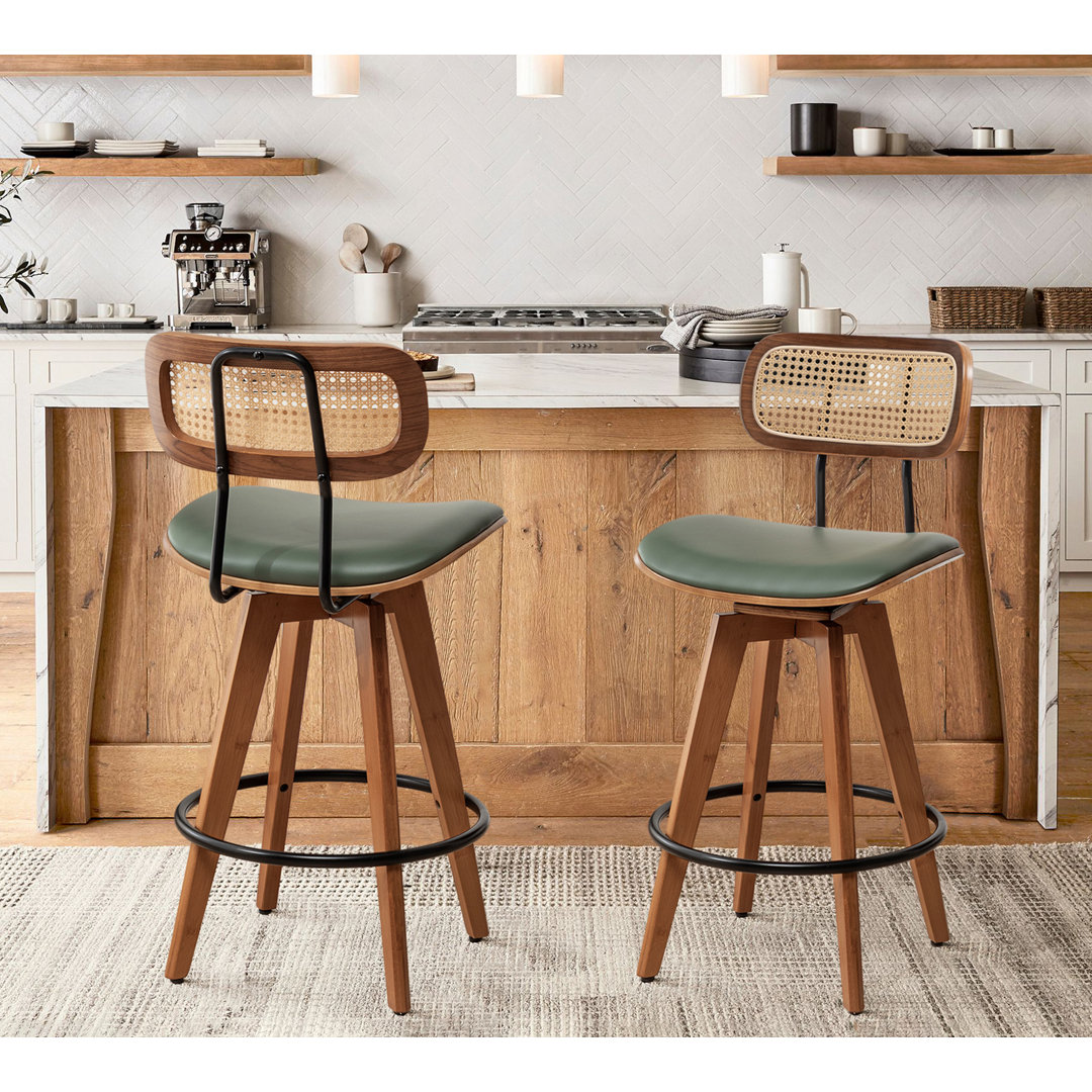 Sirine Swivel Vegan Leather Bar & Counter Stool (Set of 2) Bay Isle Home™ 