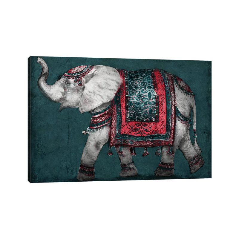 Éléphant Regal par Patricia Pinto-impression d’art graphique, Pas de tapis, H 48 po x l 32 po x P 1,5 po, Toile tendue