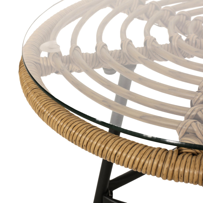 Side Table With Elegant Design Fashionable Outdoor Brown And Glass
