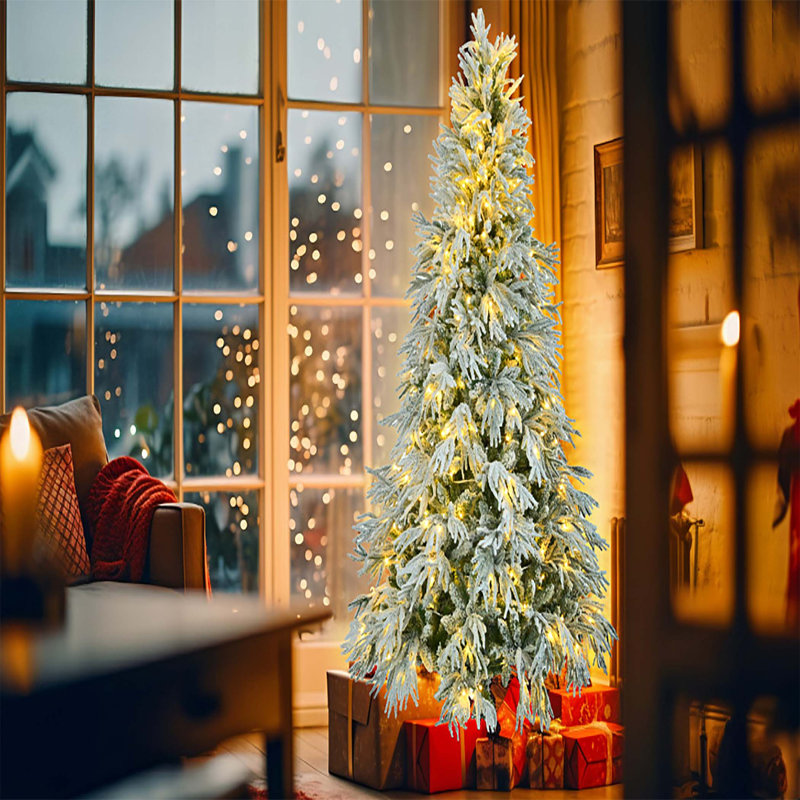Arbre de Noël pré-éclairé enneigé, 6'