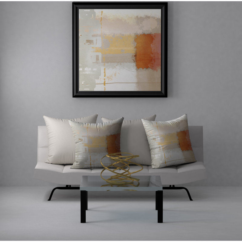  Housse de coussin carré et insert, 20 po X 20 po, Blanc / beige / orange