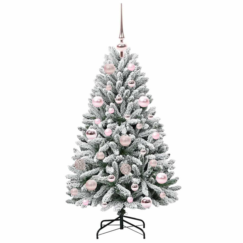 Artificial Christmas Tree Green and White PVC and Metal, 3.94 ft