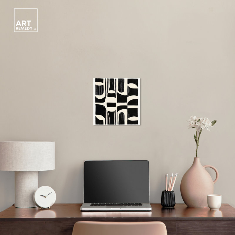 Noir Patterns Black and White Abstract Canvas Art, 13" x 13"