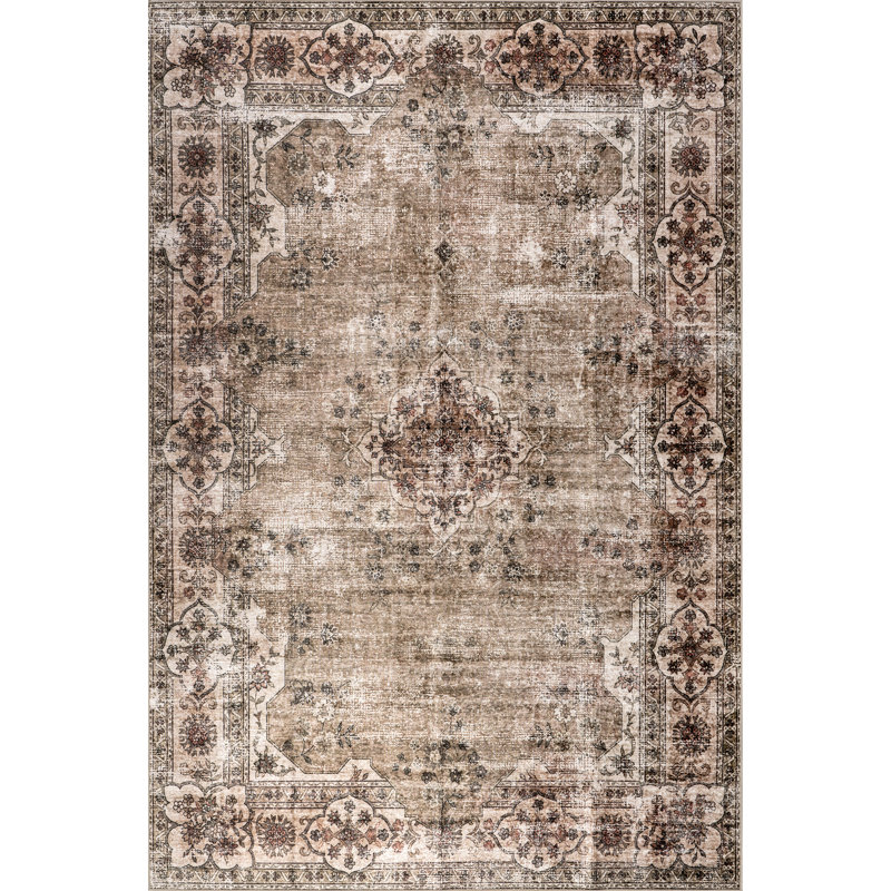 Bungalow Rose Tulsi Traditional SplashGuard Machine Washable Area Rug, Rectangle 6' x 9'