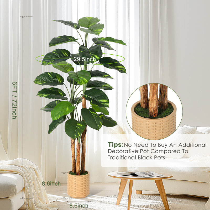 Faux Scindapsus Aureus Plant, Realistic Golden Pothos Floor Tree with Pot, Ideal for Indoor Decor, Easy to Use, No Maintenance Needed