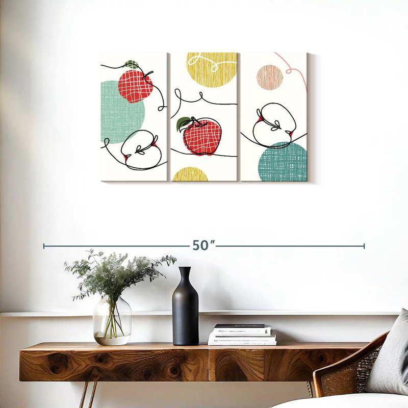 Yarlin One Line Apples, 20" H x 33" W