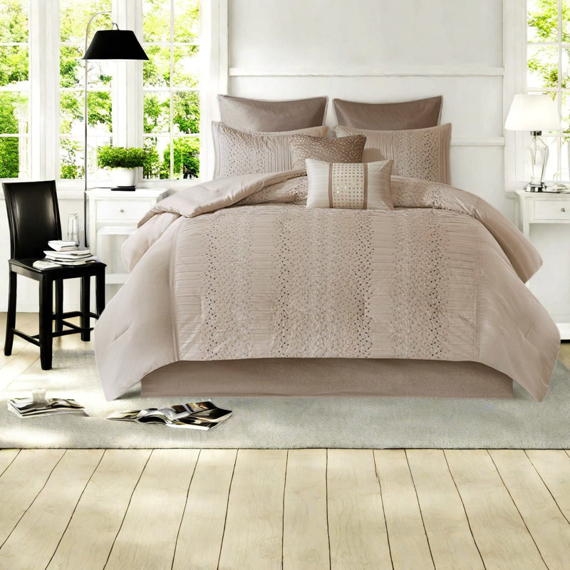 Charming 8 Piece Bedding Sets, Polyester With Embroidered Design For Home