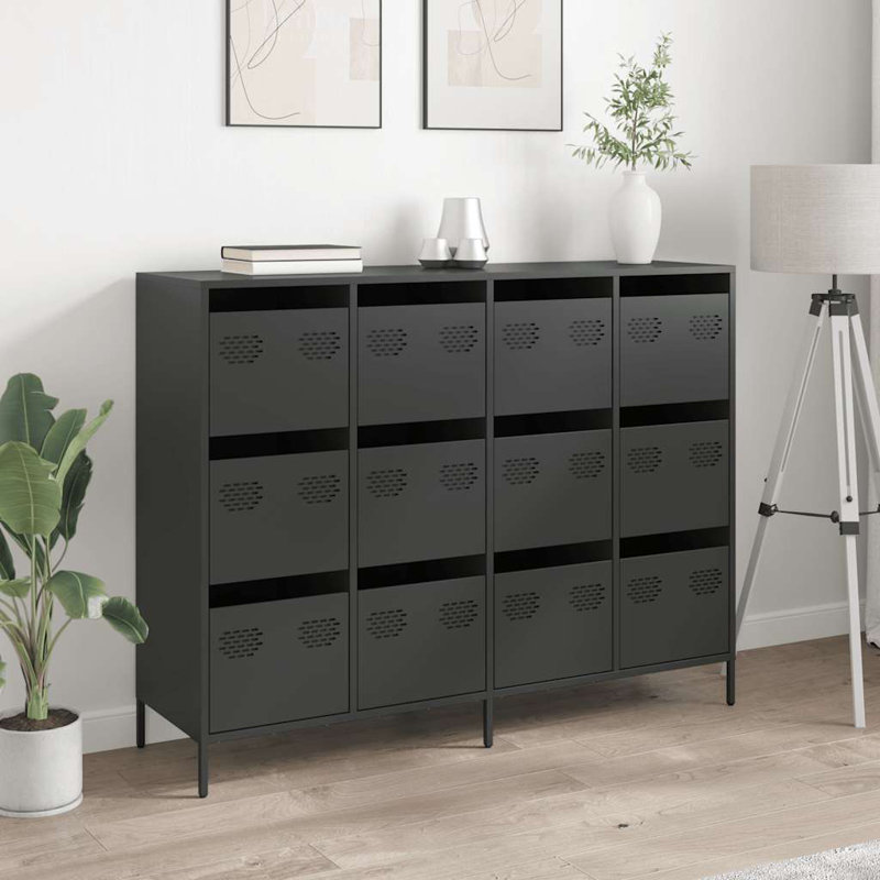 Sideboard 135X39x103.5 Cm Cold-Rolled Steel, Black