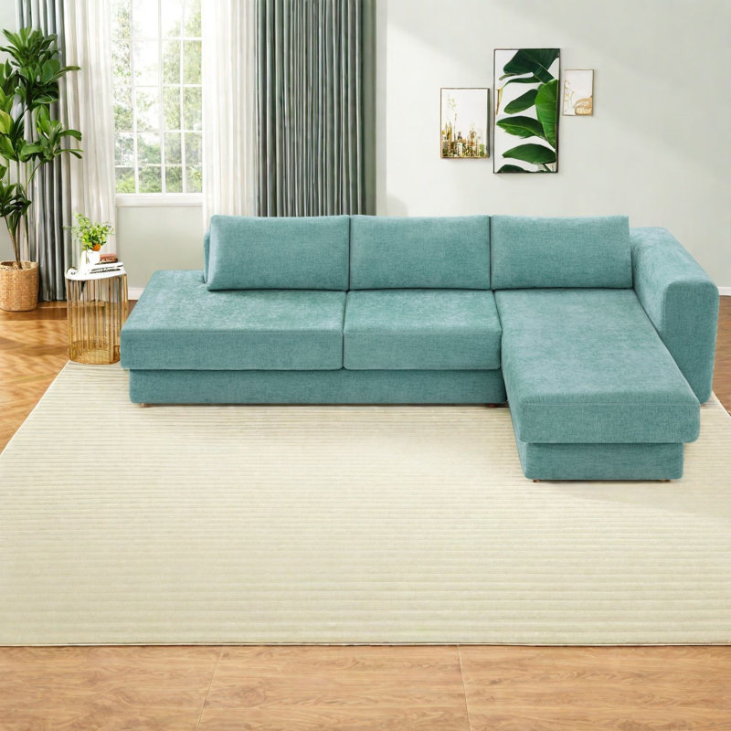 Canapé modulaire en L chenille de 113 po à compression pour la maison
