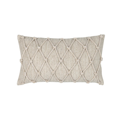 Macrame Fawn Soft Chenille with Handwoven Rope Accents Indoor & Outdoor Woven Accent Pillow