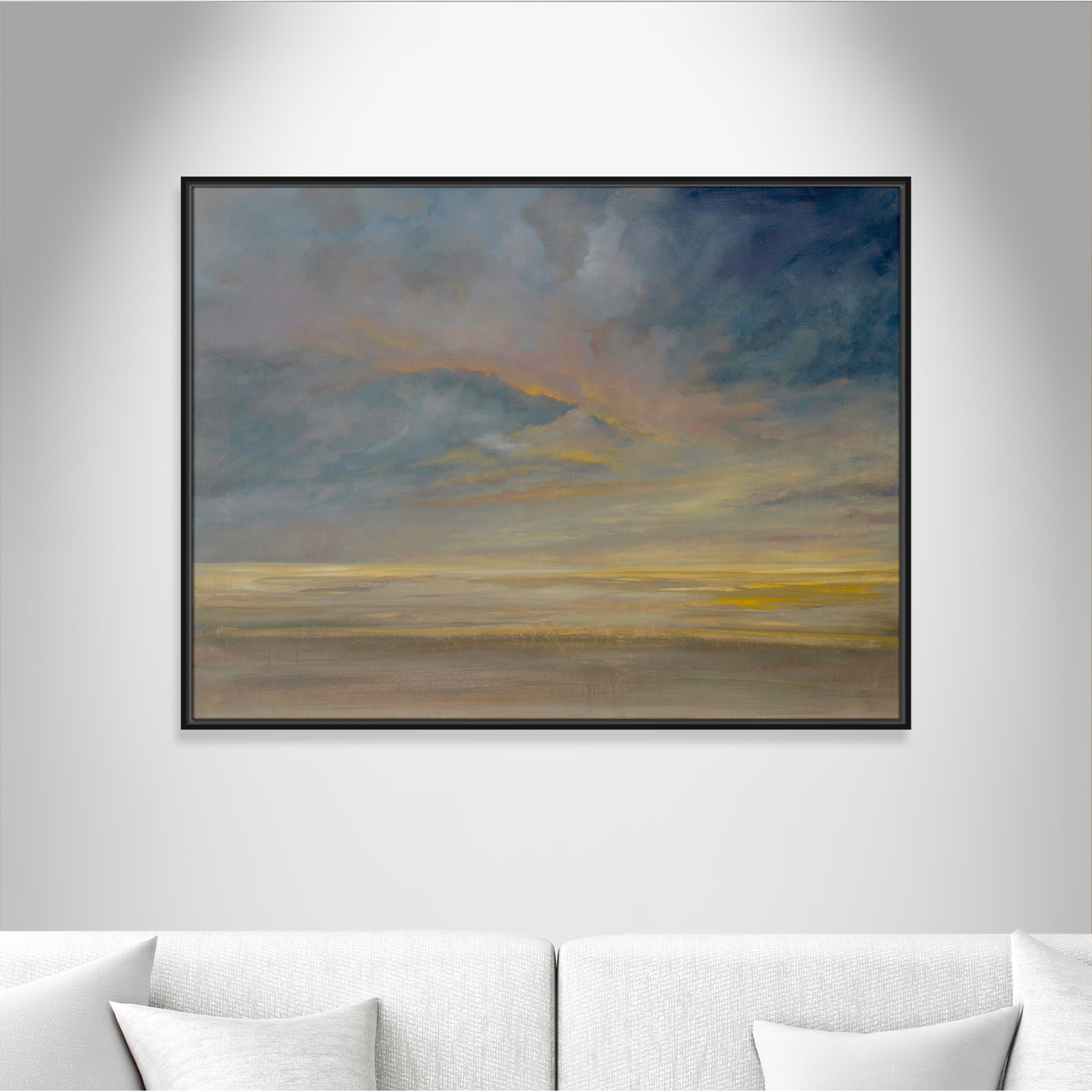 Saffi "Dawning Unrest" Painting, 31.5" H x 41.5" W, Espresso
