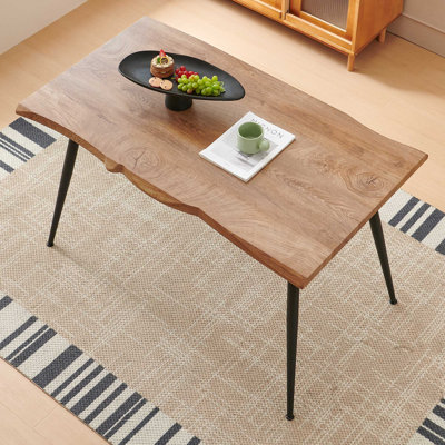 Custer Modern 47" Irregular Rectangle Dining Table For 4-6 People With Wood Grain Top & Metal Legs