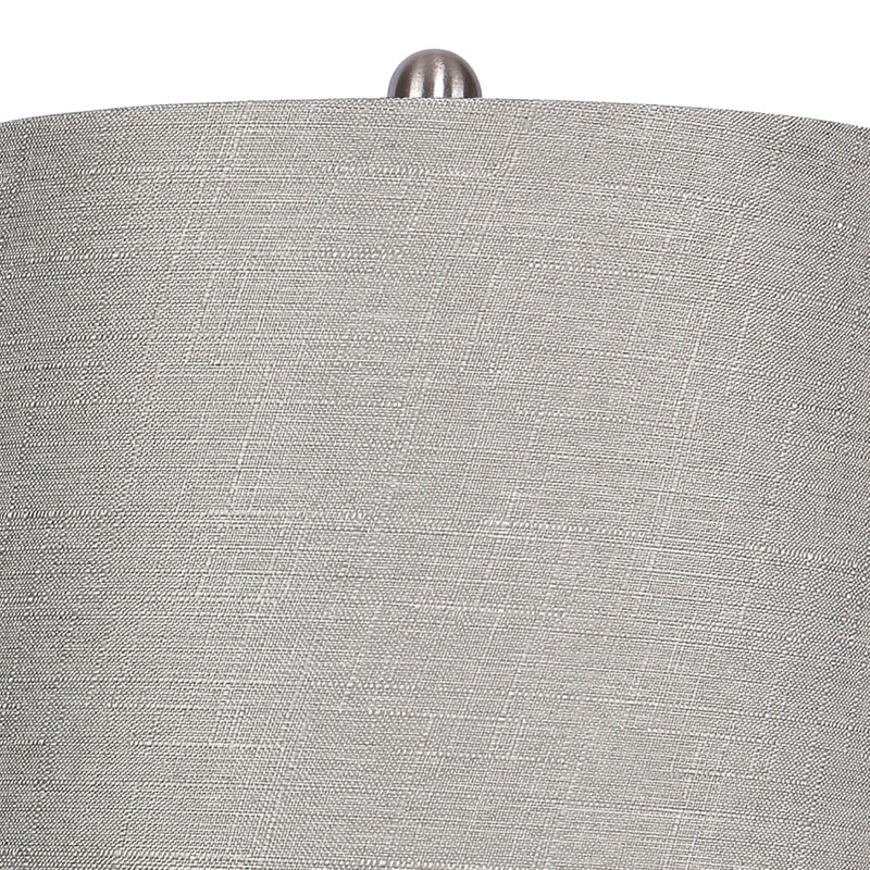 Lampe de table contemporaine en métal brossé 27 po en nickel brossé avec lin texturé gris et abat-jour nickel brossé - ensemble de 2
